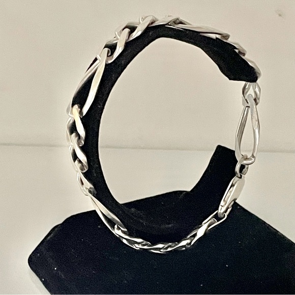 Mens Heavy Figaro Link Bracelet 925 Sterling Silver Italy - Picture 7 of 8